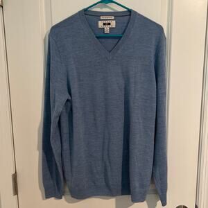 Joseph Abboud Merino Wool Long Sleeve V-Neck Knit Sweater Blue Men's Size Medium